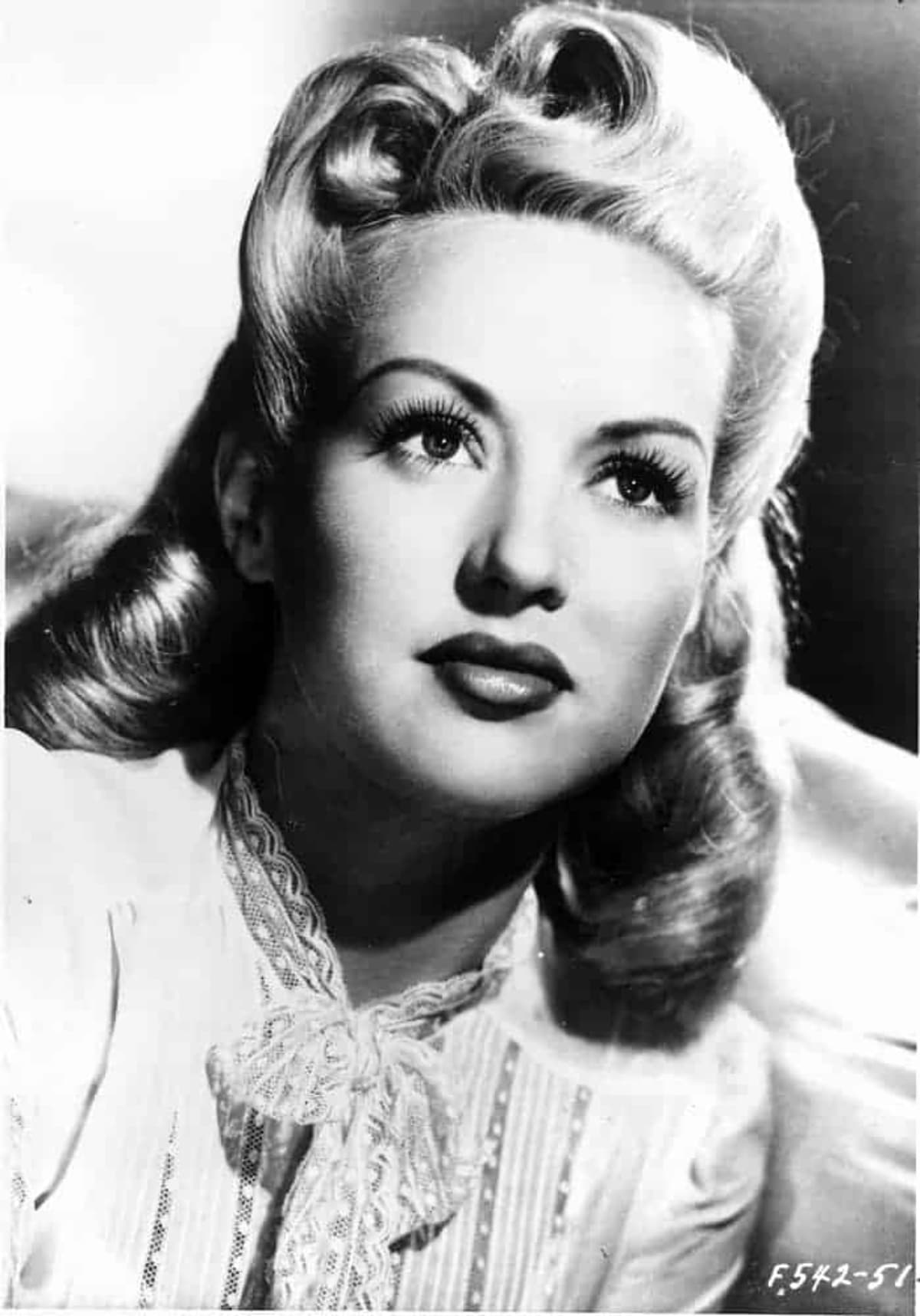 black and white image of Betty Grable A black and white portrait of Betty Grable.