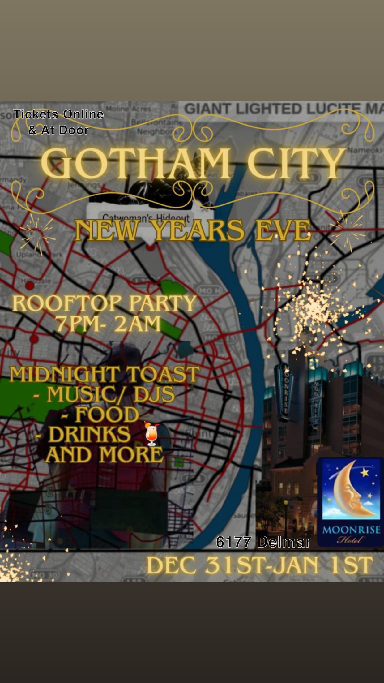 Gotham City NYE event flyer